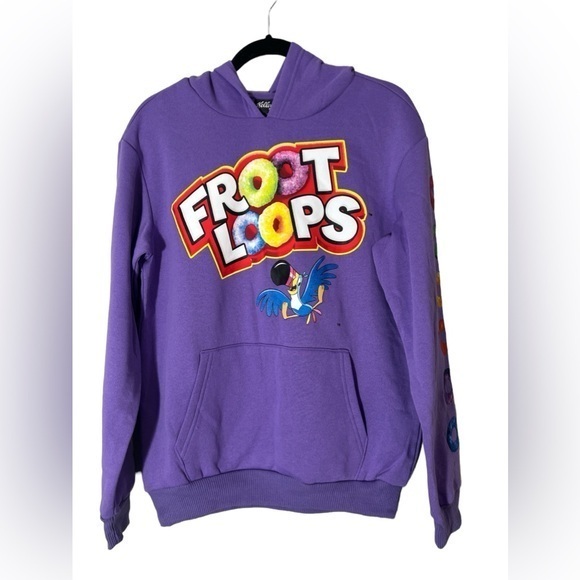 Kellogg's Froot Loops Toucan Sam Hoodie pullover Unisex Purple Size S small NWOT - Picture 1 of 9